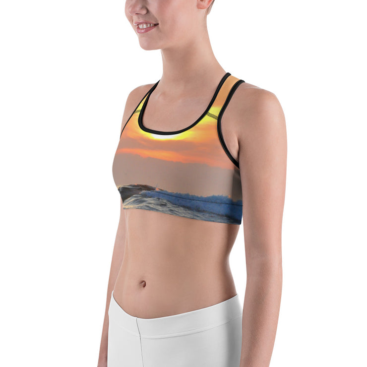 "Crystal Cove Sunset" Unpadded Fitness Bra