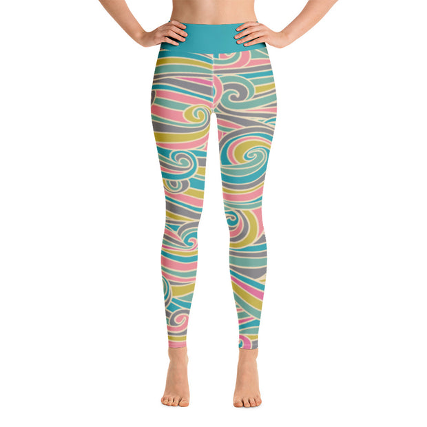 Activewear Athleisure Yoga Leggings similar to athleisure yoga leggings by Lululemon Athletica, Fabletics, Sweaty Betty, Under Armour, Nike, Nordstrom and Adidas for yoga, fitness, Pilates, workouts in moisture-wicking fabric, high fashion prints and bright colors for hiking, camping, surfing, running, swimming, snorkeling, and other outdoor activities as well as lounging, meditation, stretching and relaxing, all for the city girl