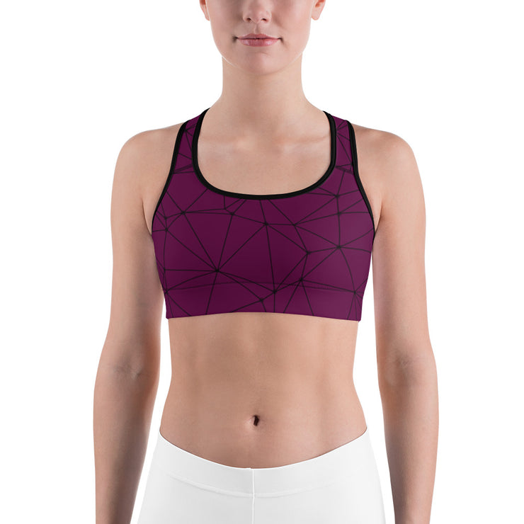 LSB GeoLine Unpadded Fitness Bra in Tyrian Purple