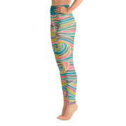 Activewear Athleisure Yoga Leggings similar to athleisure yoga leggings by Lululemon Athletica, Fabletics, Sweaty Betty, Under Armour, Nike, Nordstrom and Adidas for yoga, fitness, Pilates, workouts in moisture-wicking fabric, high fashion prints and bright colors for hiking, camping, surfing, running, swimming, snorkeling, and other outdoor activities as well as lounging, meditation, stretching and relaxing, all for the city girl