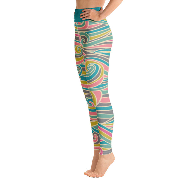 Activewear Athleisure Yoga Leggings similar to athleisure yoga leggings by Lululemon Athletica, Fabletics, Sweaty Betty, Under Armour, Nike, Nordstrom and Adidas for yoga, fitness, Pilates, workouts in moisture-wicking fabric, high fashion prints and bright colors for hiking, camping, surfing, running, swimming, snorkeling, and other outdoor activities as well as lounging, meditation, stretching and relaxing, all for the city girl