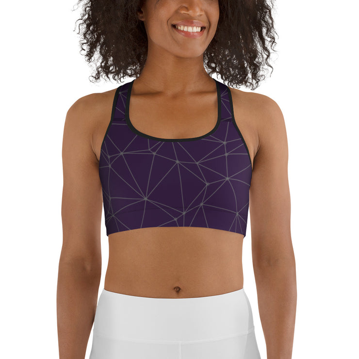 LSB GeoLine Unpadded FItness Bra in Deep Plum