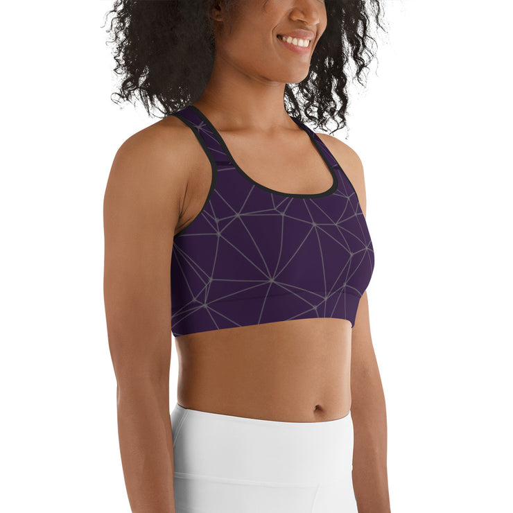 LSB GeoLine Unpadded FItness Bra in Deep Plum