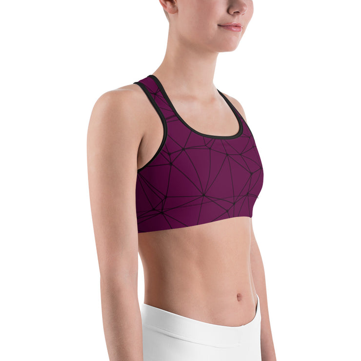 LSB GeoLine Unpadded Fitness Bra in Tyrian Purple