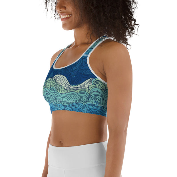 "Tranquil Tides" Unpadded Fitness Bra