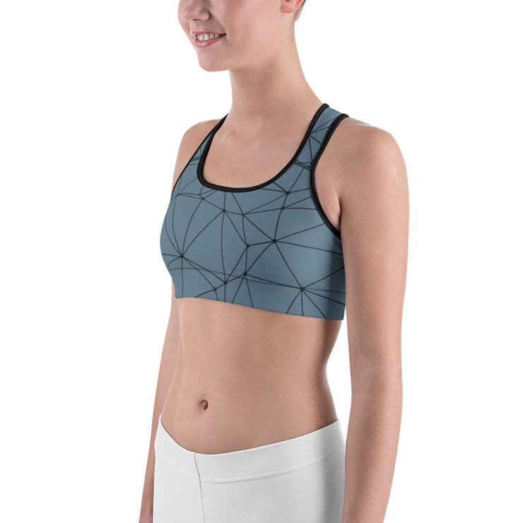 LSB GeoLine Unpadded Fitness Bra in Blue Stone